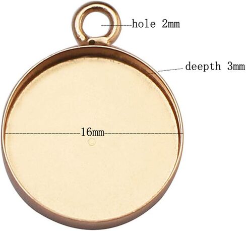 JKEIO 2pcs 925 Sterling Silver Round Pendant Base fit 16mm Cabochon Bezel Setting Pendant Tray for DIY Necklace Jewelry Making(Gold Color) in Kuwait