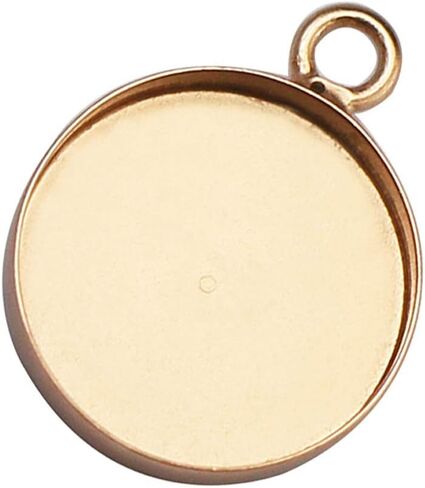 JKEIO 2pcs 925 Sterling Silver Round Pendant Base fit 16mm Cabochon Bezel Setting Pendant Tray for DIY Necklace Jewelry Making(Gold Color) in Kuwait