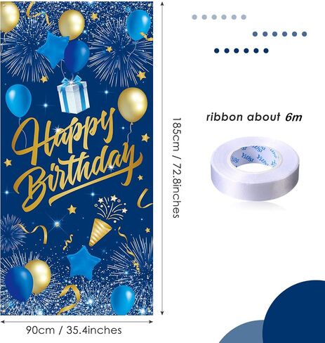 Navy Blue Birthday Party Decoration Banner, Navy Blue and Gold Happy Birthday Backdrop Banner for Men, Large Blue Birthday Banner Photography Background Party Decoration for Men Boys Women in Saudi Arabia