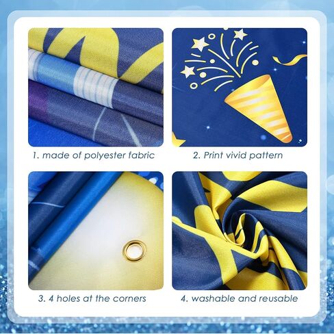 Navy Blue Birthday Party Decoration Banner, Navy Blue and Gold Happy Birthday Backdrop Banner for Men, Large Blue Birthday Banner Photography Background Party Decoration for Men Boys Women in Saudi Arabia