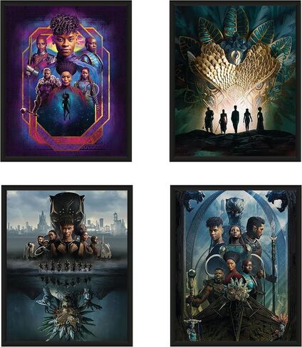 ملصقات بلاك بانثر واكاندا للأبد، مجموعة من 4 ملصقات فيلم واكاندا للأبد، ملصق واكاندا للأبد، ملصق بلاك بانثر الثاني، ملصق 2022 تكملة النمر الأسود (8 × 10) in Kuwait