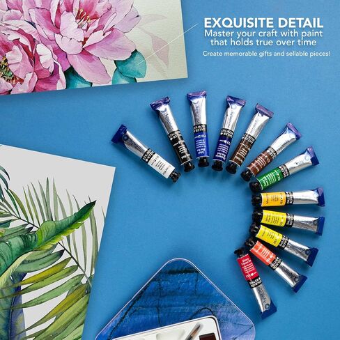 مجموعة ألوان مائية من Daler-Rowney Aquafine مكونة من 12 أنبوبًا - مجموعة ألوان مائية لورق الألوان المائية والمزيد - مجموعة ألوان مائية للفنانين والطلاب - لوازم الطلاء لجميع مستويات المهارة in Kuwait