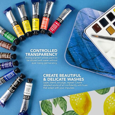 مجموعة ألوان مائية من Daler-Rowney Aquafine مكونة من 12 أنبوبًا - مجموعة ألوان مائية لورق الألوان المائية والمزيد - مجموعة ألوان مائية للفنانين والطلاب - لوازم الطلاء لجميع مستويات المهارة in Kuwait