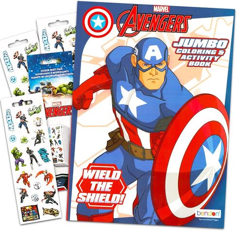 Marvel Avengers Captain America Coloring & Activity Book with Temporary Tattoos with Spider-man, Thor, Iron Man, The Incredible Hulk, and More in Saudi Arabia
