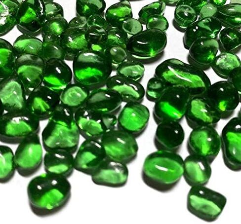Green Glass Stones 1lb, Marbles, Pebbles, Glass Gems for Vases Fillers, Non-Toxic Smooth Glass Beads for Party Table Scatter, Aquarium Fillers, Gems Displaying in Kuwait