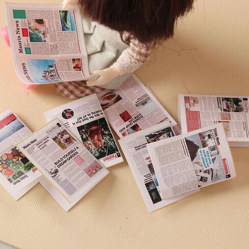 4GlowZ 2 Set 1:12 Scale Mini Newspapers Set-Realistic 9-Color Miniature Newsprints and Vintage Bundle for minitures DIY Accessories for OB11 and BJD Photography Props,Blythe Accessories in Kuwait