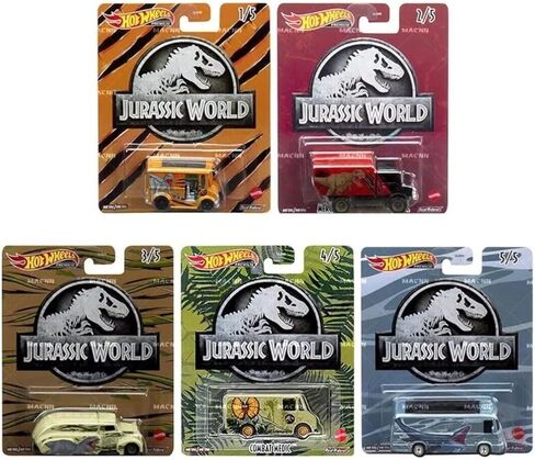 Hot Wheels Jurassic World 2022 Premium Pop Culture Complete 5 Car Diecast Set DLB45-946Q Release in Saudi Arabia