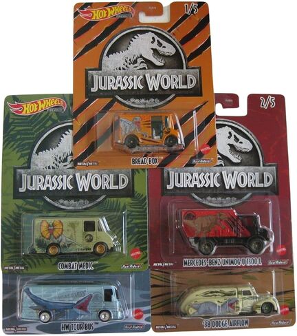 Hot Wheels Jurassic World 2022 Premium Pop Culture Complete 5 Car Diecast Set DLB45-946Q Release in Saudi Arabia