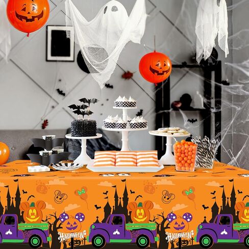 ديكورات حفلات الهالوين على شكل فأر كرتوني، 3 قطع من مفارش المائدة على شكل فأر للهالوين، غطاء طاولة مستطيل من البلاستيك لصبي وفتاة الهالوين وحفلات أعياد الميلاد in Kuwait