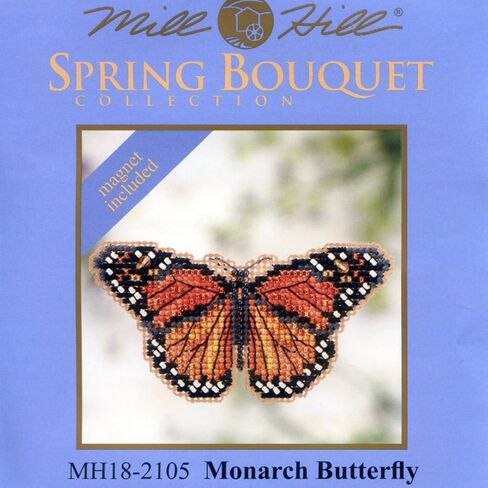 باقة زهور Monarch Butterfly مطرزة بالغرز المتقاطعة Mill Hill 2012 Spring Bouquet MH18-2105 in Saudi Arabia