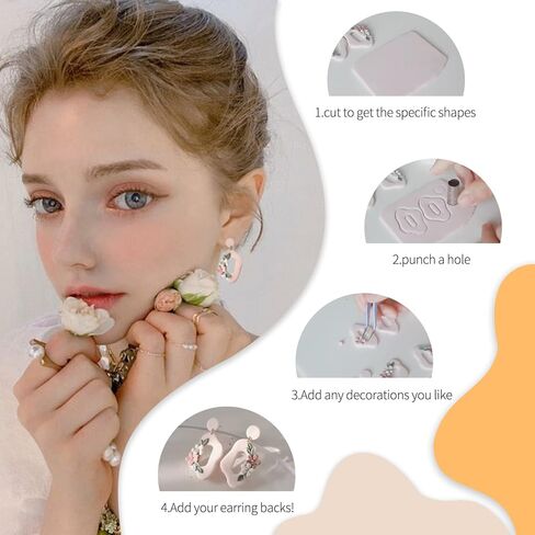 Houfamse Polymer Clay Cutters Set, 36 Shapes Stainless Steel DIY Clay Cutters Tools with 16 Circle Shape Cutters & 100 Earrings Accessories, Clay Earring Cutters Kits for Polymer Clay Jewelry Making in Kuwait