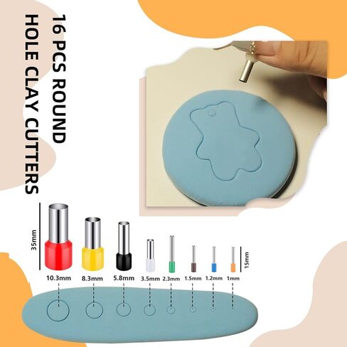 Houfamse Polymer Clay Cutters Set, 36 Shapes Stainless Steel DIY Clay Cutters Tools with 16 Circle Shape Cutters & 100 Earrings Accessories, Clay Earring Cutters Kits for Polymer Clay Jewelry Making in Kuwait