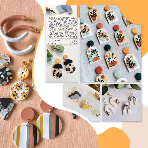 Houfamse Polymer Clay Cutters Set, 36 Shapes Stainless Steel DIY Clay Cutters Tools with 16 Circle Shape Cutters & 100 Earrings Accessories, Clay Earring Cutters Kits for Polymer Clay Jewelry Making in Kuwait