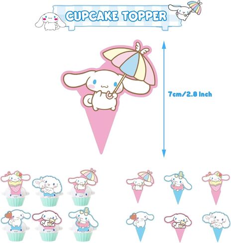 Kawaii Cute Cartoon Birthday Party Decorations,Anime Cinna_moroll Cosplay Party Supplies include Happy Birthday Banner, Cake Topper, Cupcake Toppers Balloons Ribbon String in Kuwait