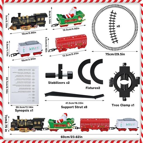 مجموعة قطار الكريسماس من نيراجرون، قطار كهربائي حول شجرة الكريسماس، مع ضوء وصوت، العاب قطار تعمل بالبطارية مع مسارات، مجموعات السكك الحديدية، هدايا الكريسماس ورأس السنة الجديدة للاولاد والبنات in Kuwait