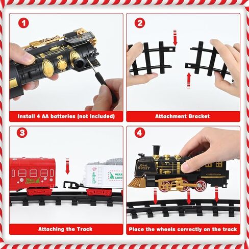 مجموعة قطار الكريسماس من نيراجرون، قطار كهربائي حول شجرة الكريسماس، مع ضوء وصوت، العاب قطار تعمل بالبطارية مع مسارات، مجموعات السكك الحديدية، هدايا الكريسماس ورأس السنة الجديدة للاولاد والبنات in Kuwait
