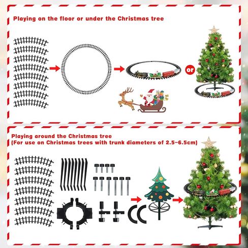 مجموعة قطار الكريسماس من نيراجرون، قطار كهربائي حول شجرة الكريسماس، مع ضوء وصوت، العاب قطار تعمل بالبطارية مع مسارات، مجموعات السكك الحديدية، هدايا الكريسماس ورأس السنة الجديدة للاولاد والبنات in Kuwait