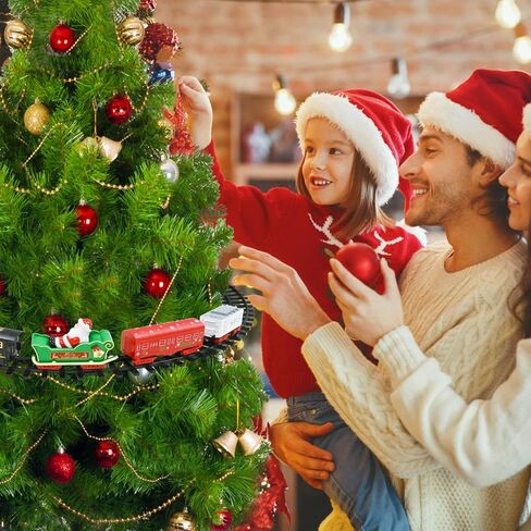 مجموعة قطار الكريسماس من نيراجرون، قطار كهربائي حول شجرة الكريسماس، مع ضوء وصوت، العاب قطار تعمل بالبطارية مع مسارات، مجموعات السكك الحديدية، هدايا الكريسماس ورأس السنة الجديدة للاولاد والبنات in Kuwait