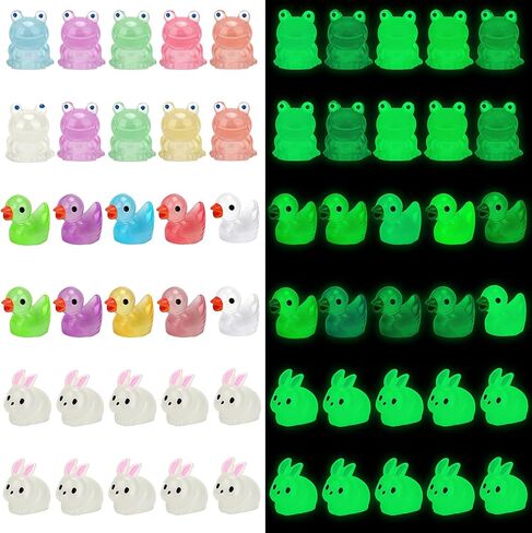 30 قطعة من الراتنج المضيء على شكل حيوان صغير لطيف يتوهج في الظلام، تماثيل مصغرة للحيوانات DIY إكسسوارات زينة لحرف تزيين بيت الدمى في الحديقة in Kuwait