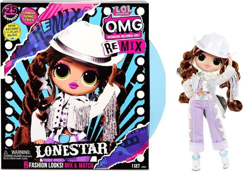مضحك جداً. مفاجأة! دمية OMG Remix Lonestar Fashion، تشغل الموسيقى مع ملابس إضافية، 25 مفاجأة بما في ذلك الأحذية، وفرشاة الشعر، وحامل الدمية، ومجلة، وحزمة مشغل التسجيل - للفتيات من سن 4 سنوات فما فوق. in Saudi Arabia