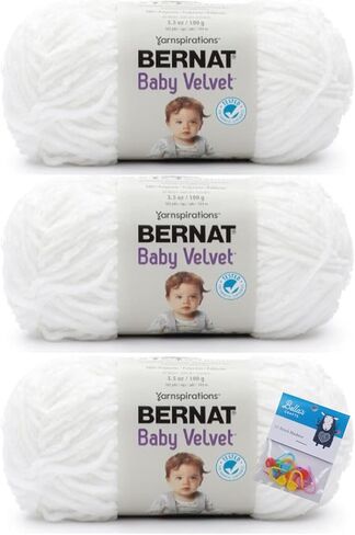 خيوط قطيفة بيبي من بيرنات - 100 مل، أبيض ثلجي - حزمة من 3 قطع مع علامات خياطة يدوية بيلا in Kuwait