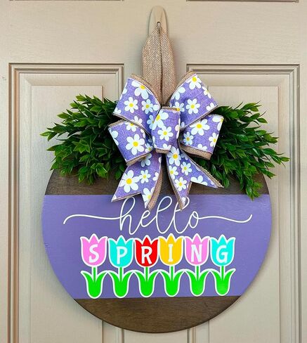 استنسل ترحيب بعبارة Hello Spring / Summer لباب الباب الامامي على الخشب مقاس 12 انش، نحلة المزرعة/زهرة برية/بطيخ/مصاصة للرسم على الحائط وديكور الباب والارضيات in Kuwait