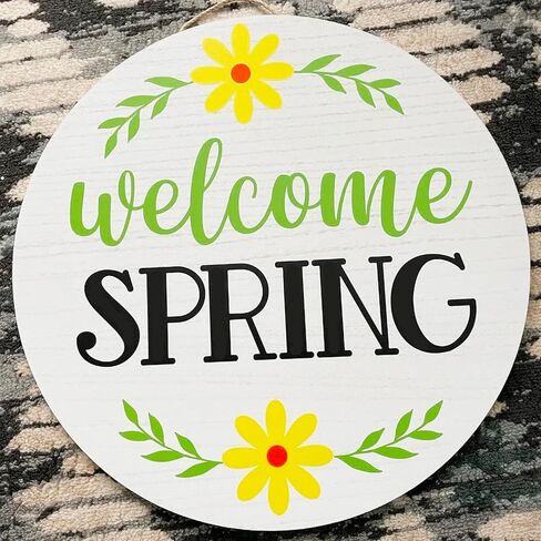 استنسل ترحيب بعبارة Hello Spring / Summer لباب الباب الامامي على الخشب مقاس 12 انش، نحلة المزرعة/زهرة برية/بطيخ/مصاصة للرسم على الحائط وديكور الباب والارضيات in Kuwait