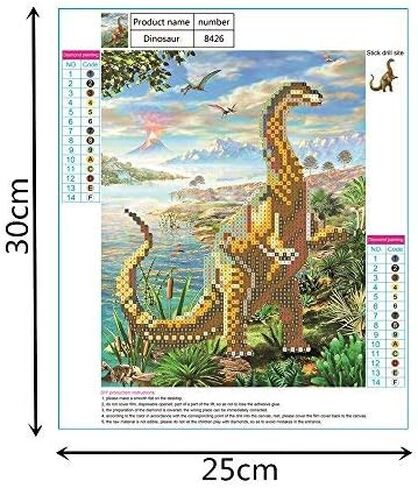 مجموعات الرسم الماسية للبالغين المبتدئين ديزني الفن الديناصور، مجموعة الرسم 5D حجر الراين التطريز مجموعات غرزة الصليب توريد الفن الحرفية قماش الجدار ملصقات ديكور المنزل 10 × 12 بوصة in Kuwait