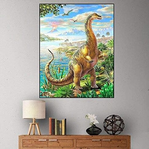 مجموعات الرسم الماسية للبالغين المبتدئين ديزني الفن الديناصور، مجموعة الرسم 5D حجر الراين التطريز مجموعات غرزة الصليب توريد الفن الحرفية قماش الجدار ملصقات ديكور المنزل 10 × 12 بوصة in Kuwait