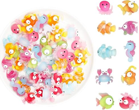 LOPURO Resin Flatback Ocean Animals Charms,50 Ocean Animals Flatback Beads Charms for DIY Scrapbooking Craft Phone Case Making Decor Nail DIY Crafting in Saudi Arabia