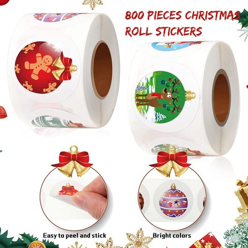 800 Pieces Roll Stickers Ornament 16 Designs Envelope Stickers Decorations for Christmas Party Classroom Decor Holiday Stickers Supplies in Saudi Arabia