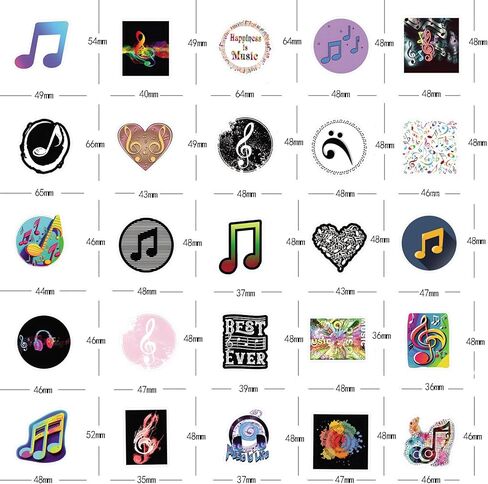 61Pcs Music Note Stickers Pack, Cute Cartoon Vinyl Waterproof for Kids Adults Girls Boys for Water Bottle Laptop Scrapbooking Journaling for Birthday Halloween Party Supply Decoration Favor in Kuwait