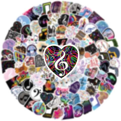 61Pcs Music Note Stickers Pack, Cute Cartoon Vinyl Waterproof for Kids Adults Girls Boys for Water Bottle Laptop Scrapbooking Journaling for Birthday Halloween Party Supply Decoration Favor in Kuwait