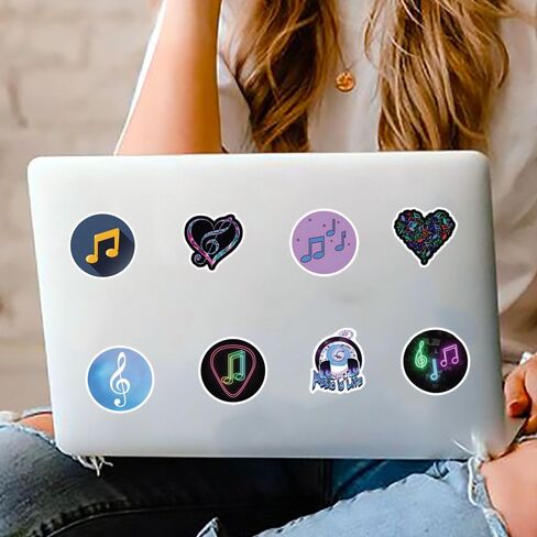 61Pcs Music Note Stickers Pack, Cute Cartoon Vinyl Waterproof for Kids Adults Girls Boys for Water Bottle Laptop Scrapbooking Journaling for Birthday Halloween Party Supply Decoration Favor in Kuwait