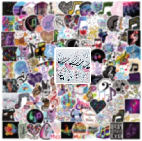61Pcs Music Note Stickers Pack, Cute Cartoon Vinyl Waterproof for Kids Adults Girls Boys for Water Bottle Laptop Scrapbooking Journaling for Birthday Halloween Party Supply Decoration Favor in Kuwait