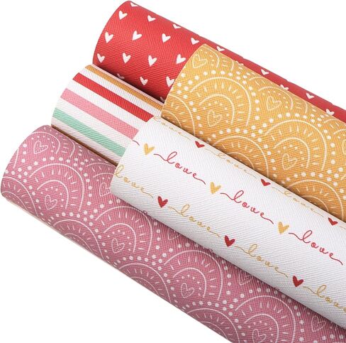 David accessories Stripe Dots Rainbow Faux Leather Fabric Sheets 3 Kinds of Synthetic Leather Fabric Assorted 5Pcs 7.7" x 12.9" (20 cm x 33 cm) for DIY Earrings Bows (Stripe Dots Rainbow) in Kuwait