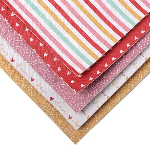 David accessories Stripe Dots Rainbow Faux Leather Fabric Sheets 3 Kinds of Synthetic Leather Fabric Assorted 5Pcs 7.7" x 12.9" (20 cm x 33 cm) for DIY Earrings Bows (Stripe Dots Rainbow) in Kuwait