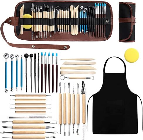 LINPHCEY 37 قطعة من أدوات نحت طين الفخار، أدوات طين البوليمر، أدوات نحت الخشب، أدوات تشكيل طين الفخار، مزدوجة الأطراف للنحت، طين البوليمر والنقش السيراميكي مع حقيبة تخزين in Kuwait
