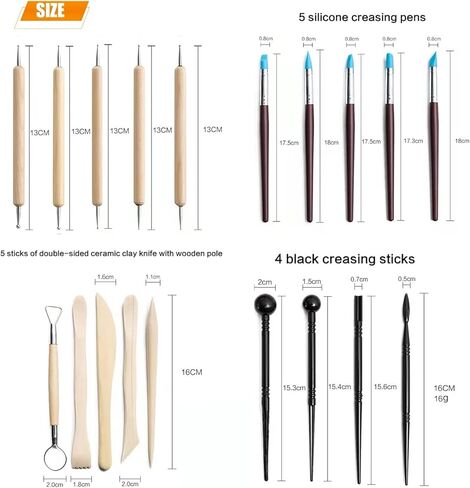 LINPHCEY 37 قطعة من أدوات نحت طين الفخار، أدوات طين البوليمر، أدوات نحت الخشب، أدوات تشكيل طين الفخار، مزدوجة الأطراف للنحت، طين البوليمر والنقش السيراميكي مع حقيبة تخزين in Kuwait