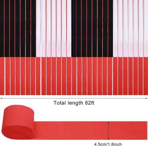 9 Rolls Crepe Paper Streamers Party Streamers 246 Yards Crepe Paper Decorations in 3 Colors for Wedding Birthday Party Family Gathering Event(Simple Style,Black, White, Red) in Saudi Arabia