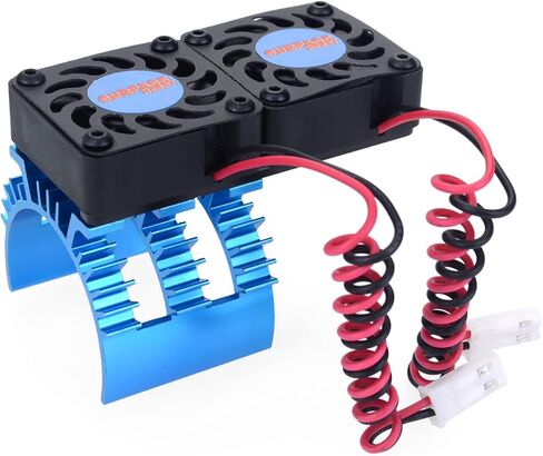 حوض حرارة محرك Surpass Hobby RC، مروحة تبريد مزدوجة 30 مم مع حوض حرارة مناسب لشاحنة سيارة RC 1/10 عربات التي تجرها الدواب، أزرق وأسود in Kuwait