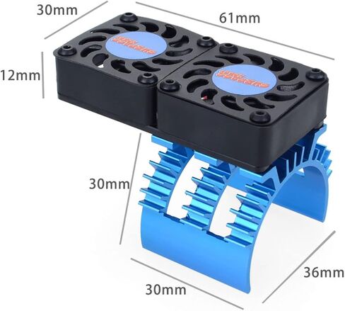 حوض حرارة محرك Surpass Hobby RC، مروحة تبريد مزدوجة 30 مم مع حوض حرارة مناسب لشاحنة سيارة RC 1/10 عربات التي تجرها الدواب، أزرق وأسود in Kuwait