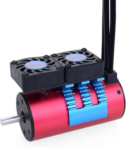 حوض حرارة محرك Surpass Hobby RC، مروحة تبريد مزدوجة 30 مم مع حوض حرارة مناسب لشاحنة سيارة RC 1/10 عربات التي تجرها الدواب، أزرق وأسود in Kuwait