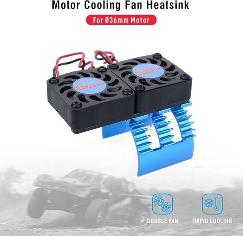 حوض حرارة محرك Surpass Hobby RC، مروحة تبريد مزدوجة 30 مم مع حوض حرارة مناسب لشاحنة سيارة RC 1/10 عربات التي تجرها الدواب، أزرق وأسود in Kuwait