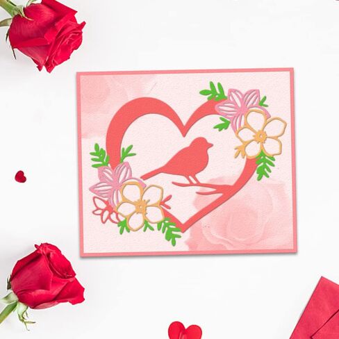 Hying Valentines Heart Flowers قطع يموت لصنع البطاقات وديكورات ألبوم الصور، الطيور يموت قطع زهرة الحب يموت قالب الاستنسل للحرف اليدوية سكرابوكينغ in Saudi Arabia