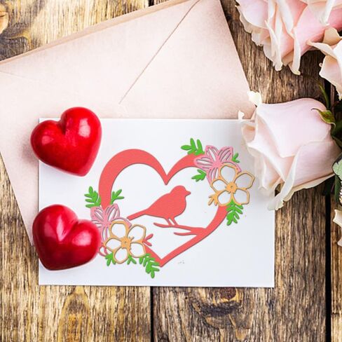 Hying Valentines Heart Flowers قطع يموت لصنع البطاقات وديكورات ألبوم الصور، الطيور يموت قطع زهرة الحب يموت قالب الاستنسل للحرف اليدوية سكرابوكينغ in Saudi Arabia