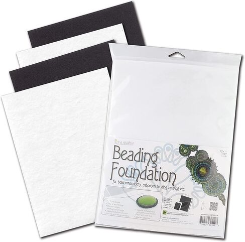The Beadsmith Beading Foundation – 8.5 x 11 inches – 4 sheets of Assorted Black & White Fabric – Made in the USA – Stiff & durable material used for bead & stitch embroidery, cabochon beading & sewing in Saudi Arabia