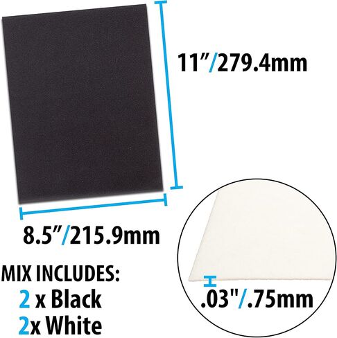 The Beadsmith Beading Foundation – 8.5 x 11 inches – 4 sheets of Assorted Black & White Fabric – Made in the USA – Stiff & durable material used for bead & stitch embroidery, cabochon beading & sewing in Saudi Arabia