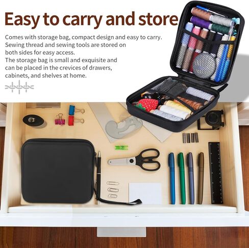 Leather Sewing Kit, Leather Sewing Tool Kit, Leather Working Tools with Waxed Thread, Upholstery Repair Kit with Heavy Duty Sewing Thread, Curved Needles Sewing for Sofa Carpet Repair and Sewing in Kuwait