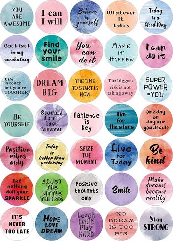350 Pieces Inspiring Planner Stickers 1 Inch Round Motivational Stickers Encouraging Watercolor Stickers Self-Adhesive Positive Sayings Accents for Phone, Scrapbook, Laptops, Water Bottle in Saudi Arabia
